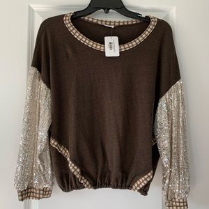 GORGEOUS never worn Sequins sleeve shirt